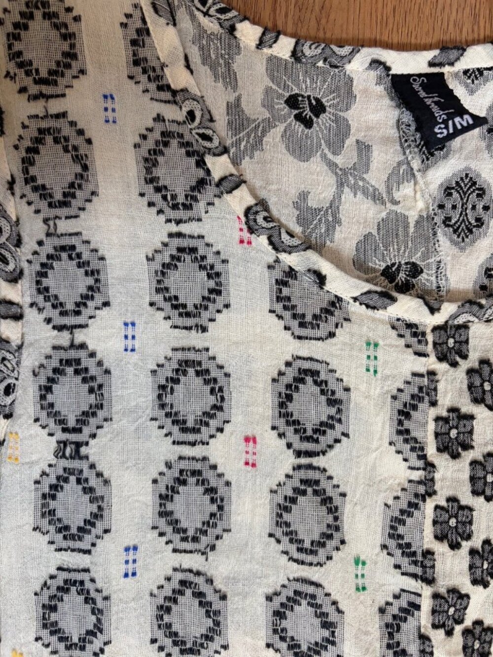 Sacred Threads Lantern Dress S/M Sleeveless Cotton Floral Geometric - Picture 9 of 11